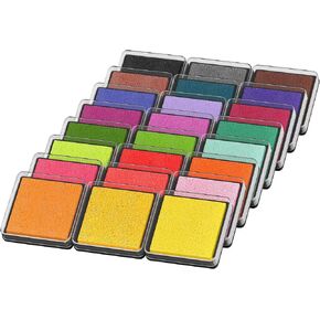 Profasion 24 Colors Ink Pads, Washable Kids Craft Stamps, Ink Pads for Stamp, Fingerprint, Wood, Fabric, Paper, Painting. Quick to Dry Non-Toxic Card Making Pads