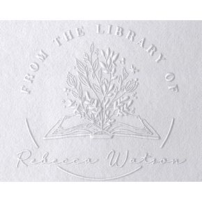 Book Embosser Personalized from The Library of | Ex Libris | Floral Stamper | Custom Library Stamps | Monogram Self-Inking Wood Handle (Floral 3)