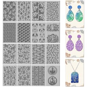CHGCRAFT 16 Sheets Plants and Flower Clay Texture Mat Dandelions Pattern Polymer Clay Texture Sheets DIY Tools for Pottery Earring Jewelry Making Stamp Engraving Machines, 4x2.6inch