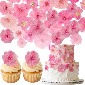 40 Pcs 2 Kinds Natural Pressed Dried Edible Flowers for Cake Topper Decoration - Pink Mix Sakura, Cherry Blossoms for Cupcake Toppers, Cocktails, Resin Jewelry, DIY Crafts
