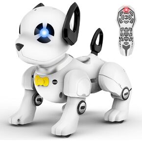Remote Control Robot Dog Toy, RC Dog Programmable Smart Interactive Robotic Pets, RC Stunt Robot Toys Dog Imitates Animals Music Dancing Handstand Push-up Follow Functions for Boys Girls Toy White