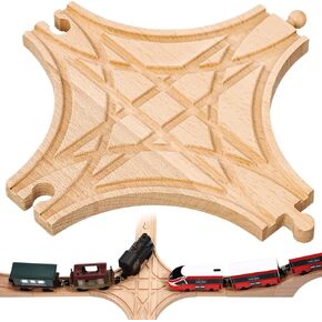 Wooden Train Track Accessories, Forked Wooden Train Tracks Expansion Multi Way Switch Track for Most Major Brand Railway Set