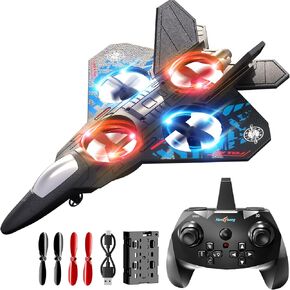 Foam Remote Control Airplanes Rc Planes for Kids Adults 4-8, Remote Control Planes Fighter Jet with Light, 360° Flip Fighter Jet Toy, Gravity Sensing, Stunt Roll, Gifts for 6 7 8 10 12 13 14 Year Old Boys Birthday Christmas