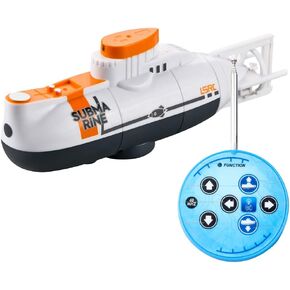 JTLB Remote Control Submarine Mini Underwater Ship Toy with Lights Rechargeable Battery (White)