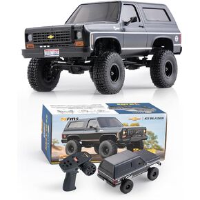 FCX24 FMS 1/24 K5 Blazer Pro Brushless RC Crawler, Offroad Trucks 4X4 RC Rock Crawler with 2 Speed Switch, Portal Axles and LED Lights for Adults (Black)