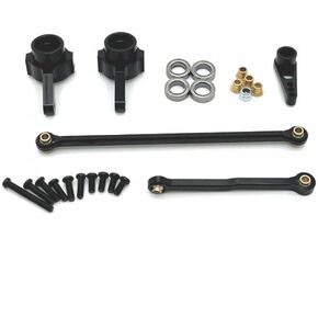 Metal Steering Cup and Steering Rod Compatible with MN Model 1/12 MN82 MN78 D91 D96 MN98 99S RC Car Parts(Black)