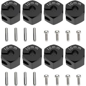 SING F LTD 8pcs Rc Car Hex Hub Adapter 12 x 10 mm for 1:10 Rc Car Black