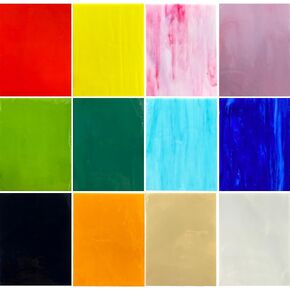 ILLUCKAI 12 Sheets COE 90 Glass for Fusing, 6 x 4 inch Fused Glass Supplies for Glass Fusing Jewelry Making, Fusible Stained Glass Sheets for Crafts (Purple Blue Collection)