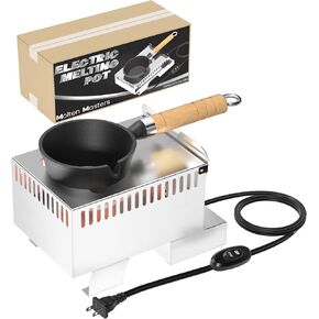 Electric Lead Melting Pot, 5lb Capacity Metal Melter for Fishing Weights & Bullet Casting Molds, Quick Heat Smelting Furnace with Separated Cast Iron Pot & Stainless Steel Base, 110V & 120V Compatible