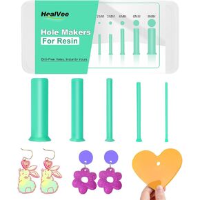 Hole Makers for Resin, 5 Sizes(2/3/4/6/8mm) Epoxy Resin & UV Resin Hole Makers, Drilling Tool for Jewelry Making, Clay, Plaster and More Crafts