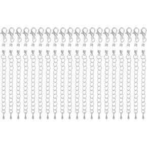 uxcell 20Sets Fold Over Cord Ends, 2.5mm Terminators Crimp Cap Clasp Tips with Lobster Claw Clasps and Extension Chain for Leather DIY Craft Making Necklace Bracelet, Light Gold