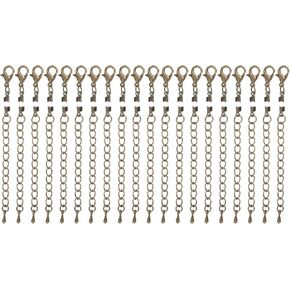 uxcell 20Sets Fold Over Cord Ends, 2.5mm Terminators Crimp Cap Clasp Tips with Lobster Claw Clasps and Extension Chain for Leather DIY Craft Making Necklace Bracelet, Light Gold in Saudi Arabia