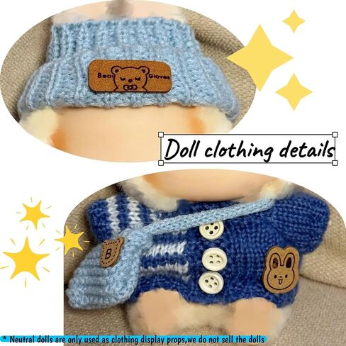 3-Piece Handcrafted Crochet Doll Clothes - Compatible with 5.91-6.7inch (15-17cm) Dolls as Accessories Only, Premium Dolls Outfit with Accessories, Hand Crocheted Hat, Sweaters, Bag (Maillard Brown) in Saudi Arabia