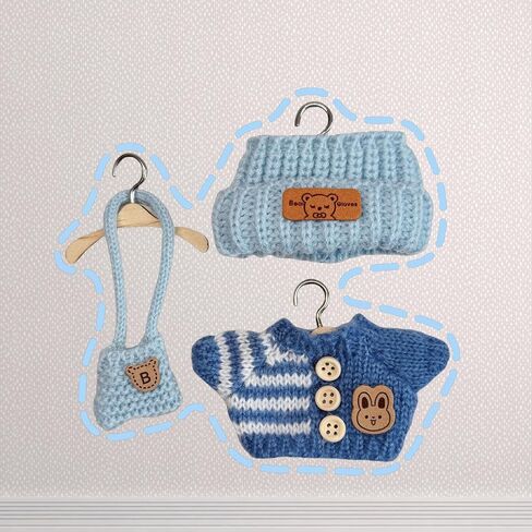 3-Piece Handcrafted Crochet Doll Clothes - Compatible with 5.91-6.7inch (15-17cm) Dolls as Accessories Only, Premium Dolls Outfit with Accessories, Hand Crocheted Hat, Sweaters, Bag (Maillard Brown) in Saudi Arabia