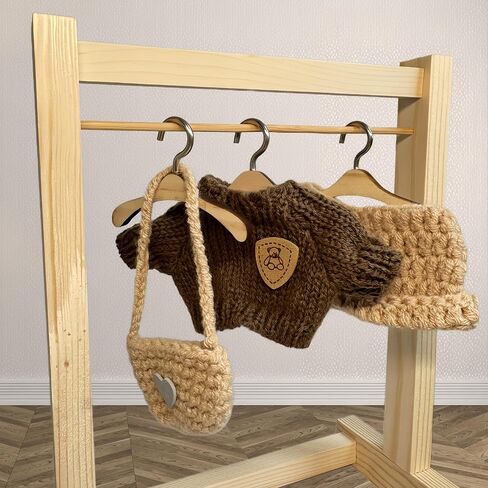 3-Piece Handcrafted Crochet Doll Clothes - Compatible with 5.91-6.7inch (15-17cm) Dolls as Accessories Only, Premium Dolls Outfit with Accessories, Hand Crocheted Hat, Sweaters, Bag (Maillard Brown) in Saudi Arabia