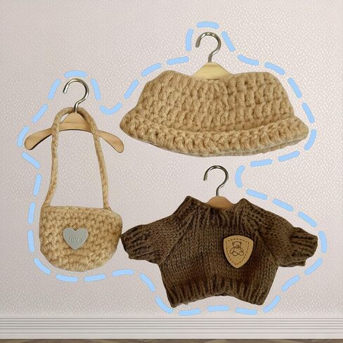 3-Piece Handcrafted Crochet Doll Clothes - Compatible with 5.91-6.7inch (15-17cm) Dolls as Accessories Only, Premium Dolls Outfit with Accessories, Hand Crocheted Hat, Sweaters, Bag (Maillard Brown) in Saudi Arabia
