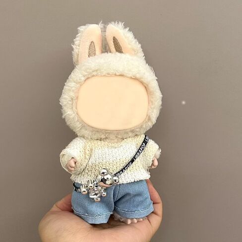 17cm Doll Clothes(NO Doll), Cute Dolls Outfit Accessories with Sweater + Denim Jeans + Pants, Small Kawaii Clothes Set for Dolls(Style 4) in Saudi Arabia