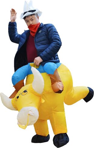 JYZCOS Inflatable Bull Rider Costume Blow Up Halloween Ride on Cowboy Fancy Dress in Kuwait