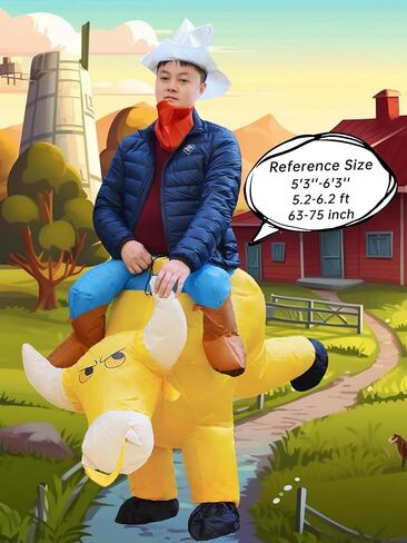 JYZCOS Inflatable Bull Rider Costume Blow Up Halloween Ride on Cowboy Fancy Dress in Kuwait