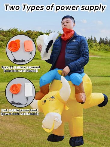 JYZCOS Inflatable Bull Rider Costume Blow Up Halloween Ride on Cowboy Fancy Dress in Kuwait