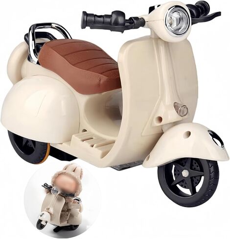 Motorcycles Scooter Toy Doll - with Light and Music, Cute Have a Seat for Accessories, Decor Desktop Ornaments Collectors (Off-White) in Kuwait