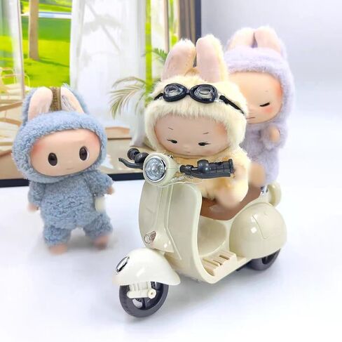 Motorcycles Scooter Toy Doll - with Light and Music, Cute Have a Seat for Accessories, Decor Desktop Ornaments Collectors (Off-White) in Kuwait