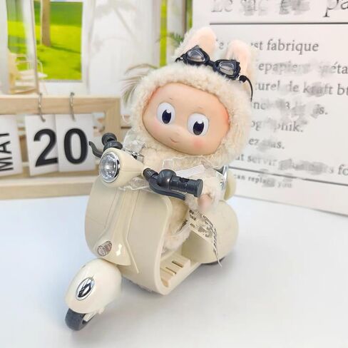 Motorcycles Scooter Toy Doll - with Light and Music, Cute Have a Seat for Accessories, Decor Desktop Ornaments Collectors (Off-White) in Kuwait