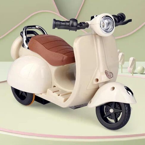 Motorcycles Scooter Toy Doll - with Light and Music, Cute Have a Seat for Accessories, Decor Desktop Ornaments Collectors (Off-White) in Kuwait