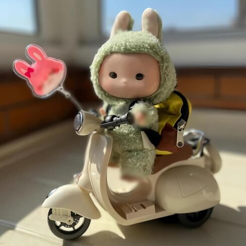 Liotww Motorcycles Scooter Toy Doll - with Light and Music, Cute Have a Seat for Accessories, Decor Desktop Ornaments Collectors (Off-White) in Saudi Arabia