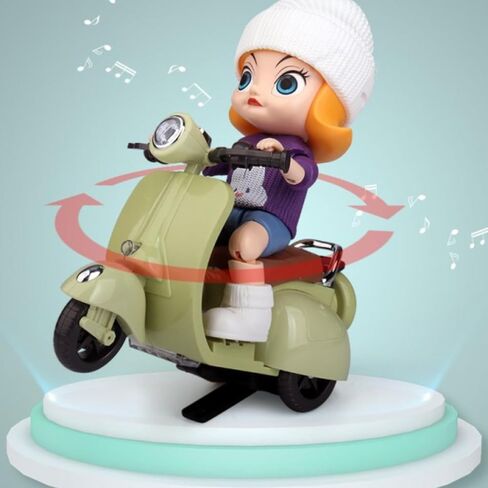 Liotww Motorcycles Scooter Toy Doll - with Light and Music, Cute Have a Seat for Accessories, Decor Desktop Ornaments Collectors (Off-White) in Saudi Arabia