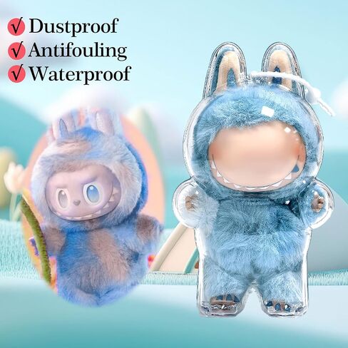 2PCS Protective Case Compatible for Monster Doll - Clear Standing Display Case, Plastic Portable Storage Box Cover with Silicone Strap for Mini Collectible Dolls ( Doll Not Included) in Kuwait