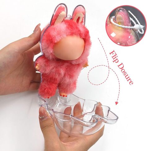 2PCS Protective Case Compatible for Monster Doll - Clear Standing Display Case, Plastic Portable Storage Box Cover with Silicone Strap for Mini Collectible Dolls ( Doll Not Included) in Kuwait