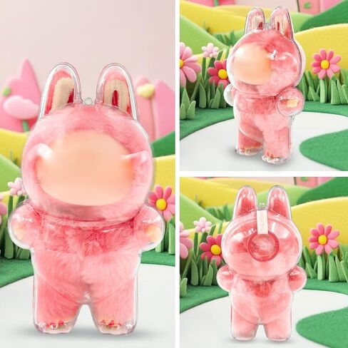 2PCS Protective Case Compatible for Monster Doll - Clear Standing Display Case, Plastic Portable Storage Box Cover with Silicone Strap for Mini Collectible Dolls ( Doll Not Included) in Kuwait