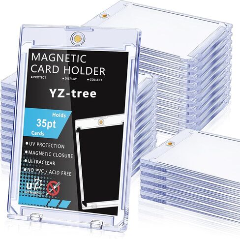 25 PCS Magnetic Card Holders: 35 pt Magnetic Card Case for Trading Cards,One Touch Card Holder, U-V Protection Hard Plastic Card Protectors for Sports, Baseball, Game, Standard Cards Display in Kuwait