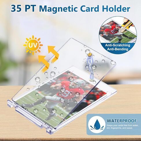 25 PCS Magnetic Card Holders: 35 pt Magnetic Card Case for Trading Cards,One Touch Card Holder, U-V Protection Hard Plastic Card Protectors for Sports, Baseball, Game, Standard Cards Display in Kuwait