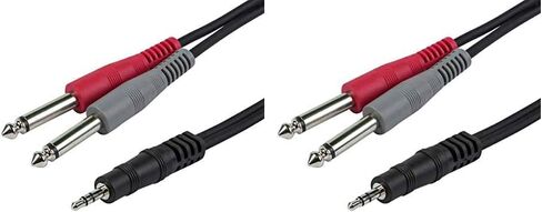 Monoprice 1/8-Inch TRS Male to Dual 1/4-Inch TS Male Cable - 5 Feet - Black, 28AWG, Connect Your Mobile Devices To Pro Audio Gear in Saudi Arabia