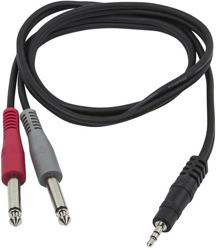 Monoprice 1/8-Inch TRS Male to Dual 1/4-Inch TS Male Cable - 5 Feet - Black, 28AWG, Connect Your Mobile Devices To Pro Audio Gear in Saudi Arabia