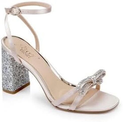Jewel Badgley Mischka Hillary Block Heel Sandal with Rhinestone Bow in Saudi Arabia