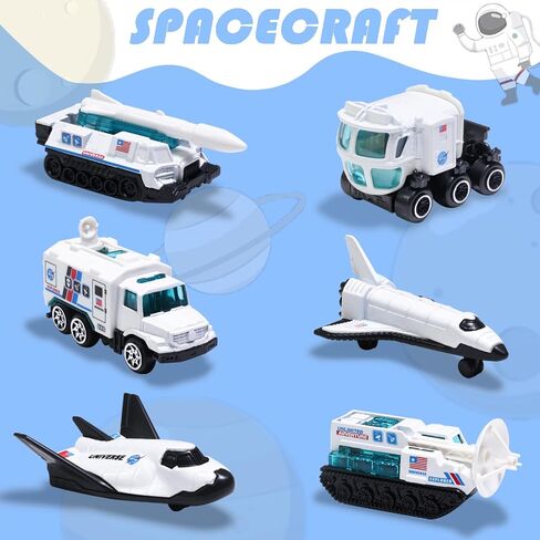 oriate diecast 6pcs استكشاف مجموعة هدايا سفينة الفضاء الفضائية ، الصاروخ ، مسبار الفضاء ، ألعاب Mobile Lab Mini Spacefleet للبنين الفتيات 3 سنوات وأعلى هدايا إبداعية in Kuwait