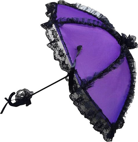 Gothic Rebel Victorian Lace Parasol Umbrella Black Style | Elegant & Unique Gothic Parasol for Cosplay & Sun Protection | Victorian Gothic Look in Kuwait