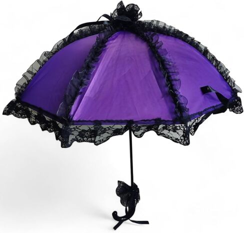 Gothic Rebel Victorian Lace Parasol Umbrella Black Style | Elegant & Unique Gothic Parasol for Cosplay & Sun Protection | Victorian Gothic Look in Kuwait