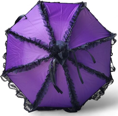Gothic Rebel Victorian Lace Parasol Umbrella Black Style | Elegant & Unique Gothic Parasol for Cosplay & Sun Protection | Victorian Gothic Look in Kuwait