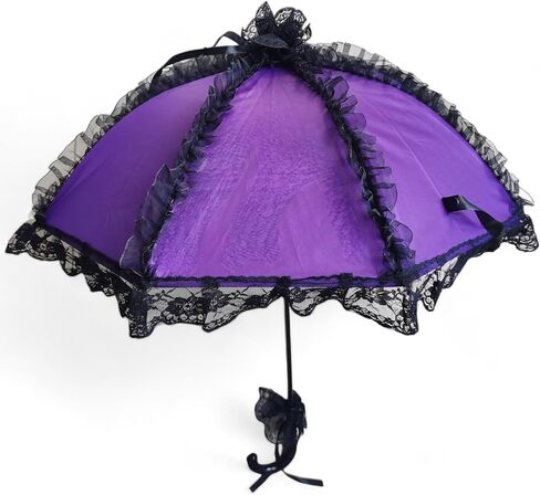 Gothic Rebel Victorian Lace Parasol Umbrella Black Style | Elegant & Unique Gothic Parasol for Cosplay & Sun Protection | Victorian Gothic Look in Kuwait