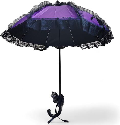 Gothic Rebel Victorian Lace Parasol Umbrella Black Style | Elegant & Unique Gothic Parasol for Cosplay & Sun Protection | Victorian Gothic Look in Kuwait