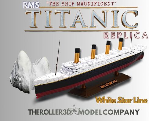 Theroller3d RMS Titanic Model Ship مع Iceberg ، 1 قدم تم تجميعها ، ألعاب تيتانيك للأطفال ، لعبة تيتانيك دقيقة تاريخياً ، سفينة تيتانيك ، تيتانيك كوبيبر ، تمثال تيتانيك ، تيتانيك بوت in Kuwait