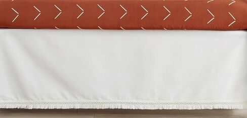 Sweet Jojo Designs Boho Fringe Ivory Boy or Girl Baby Crib Bed Skirt Nursery Dust Ruffle - Solid Neutral Cream Off White Tassel Boho Fringe Bohemian Minimalist for Taupe Desert Sun Collection in Saudi Arabia
