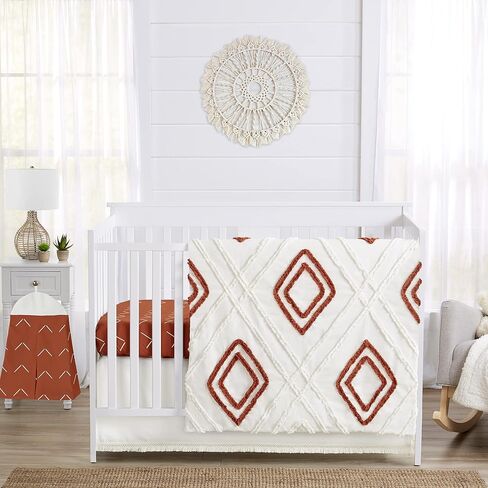 Sweet Jojo Designs Boho Fringe Ivory Boy or Girl Baby Crib Bed Skirt Nursery Dust Ruffle - Solid Neutral Cream Off White Tassel Boho Fringe Bohemian Minimalist for Taupe Desert Sun Collection in Saudi Arabia