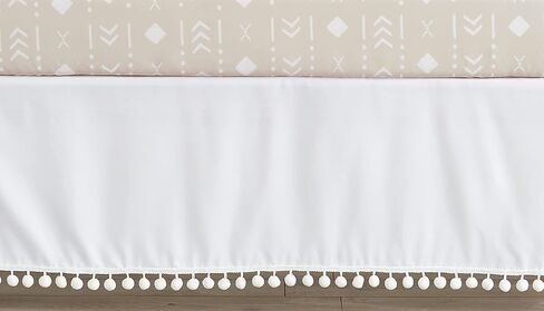 Sweet Jojo Designs Boho Fringe Ivory Boy or Girl Baby Crib Bed Skirt Nursery Dust Ruffle - Solid Neutral Cream Off White Tassel Boho Fringe Bohemian Minimalist for Taupe Desert Sun Collection in Saudi Arabia