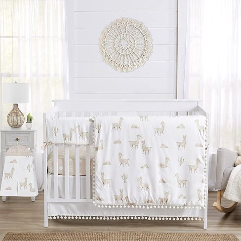 Sweet Jojo Designs Boho Fringe Ivory Boy or Girl Baby Crib Bed Skirt Nursery Dust Ruffle - Solid Neutral Cream Off White Tassel Boho Fringe Bohemian Minimalist for Taupe Desert Sun Collection in Saudi Arabia