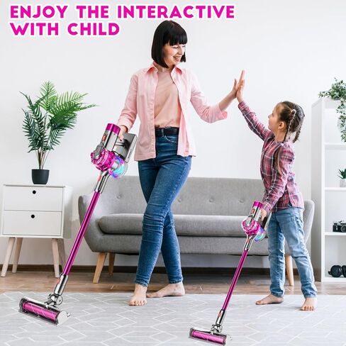 4-in-1 Kids Cordres الذي يعمل حقًا ، يتظاهر Toddler Play Play Toy Toy مع شفط حقيقي ، وألعاب فكرة عيد ميلاد أنظف لمدة 3 4 5 6 7+ سنة بنت (Rose Red) in Kuwait
